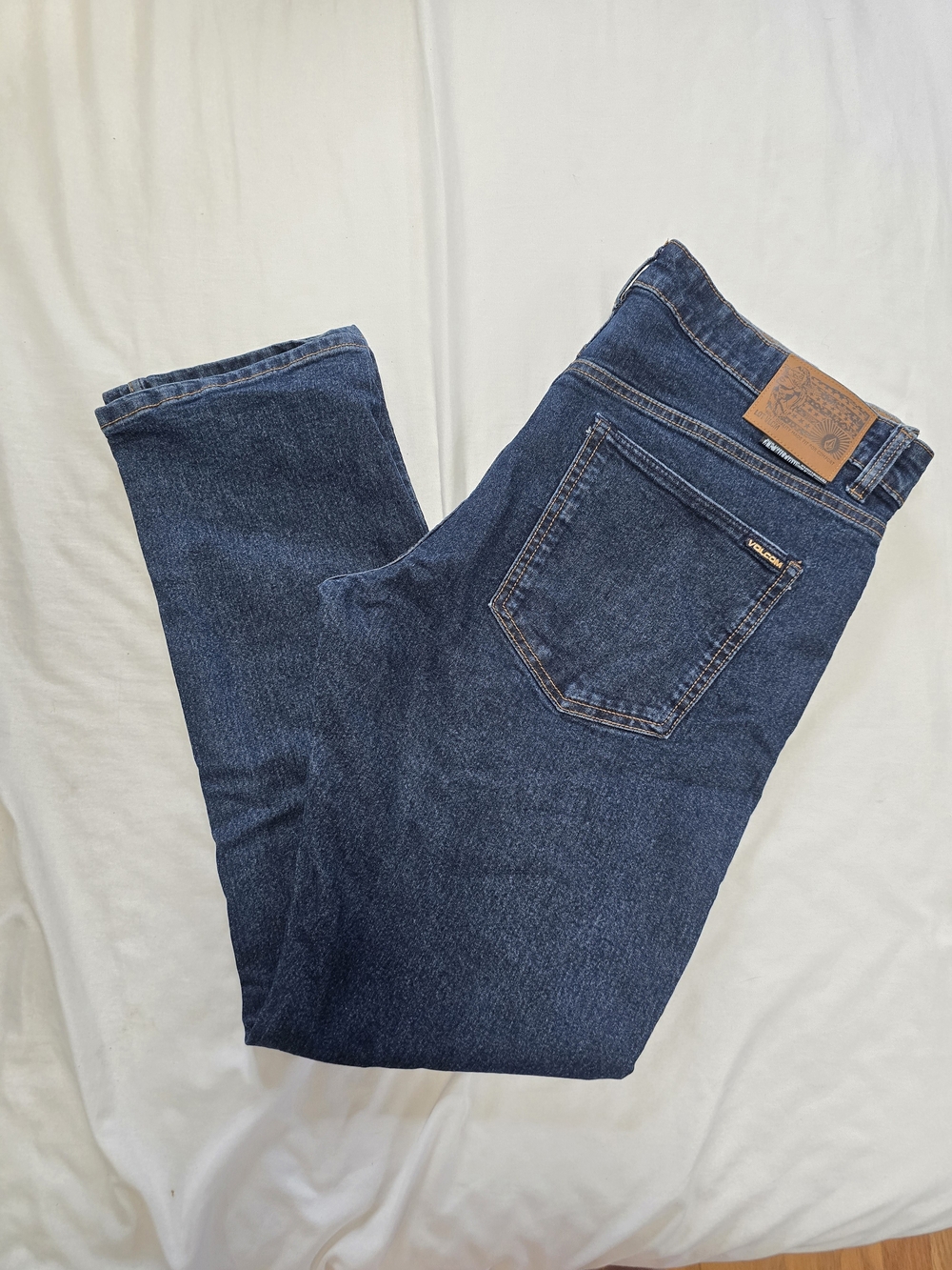 Volcom Vorta Slim Straight Jeans Men's Size 38 Dark Wash Stretch Denim